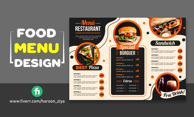 Gig Preview - Design menu food flyer restaurant menu design banner menu card menu board