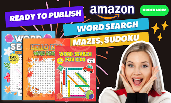 Gig Preview - Design custom interiors and covers for word search puzzle books for KDP