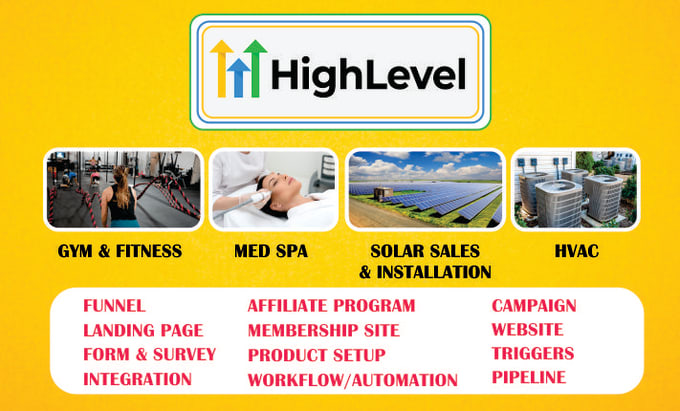 Gig Preview - Perfectly setup go highlevel solar med spa funnel gym fitness hvac gohighlevel