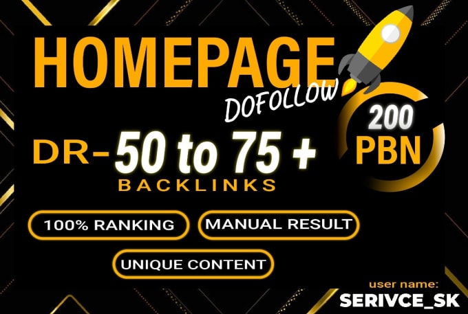 Gig Preview - 200 homepage dofollow SEO backlinks on da 50 to da 70