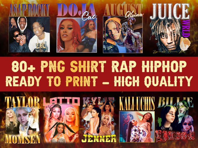 Gig Preview - Deliver more 80 png design rap, hiphop design bundle shirt