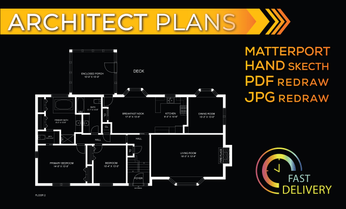 Gig Preview - Redraw 2d floor plan from matterport or sketch jpg