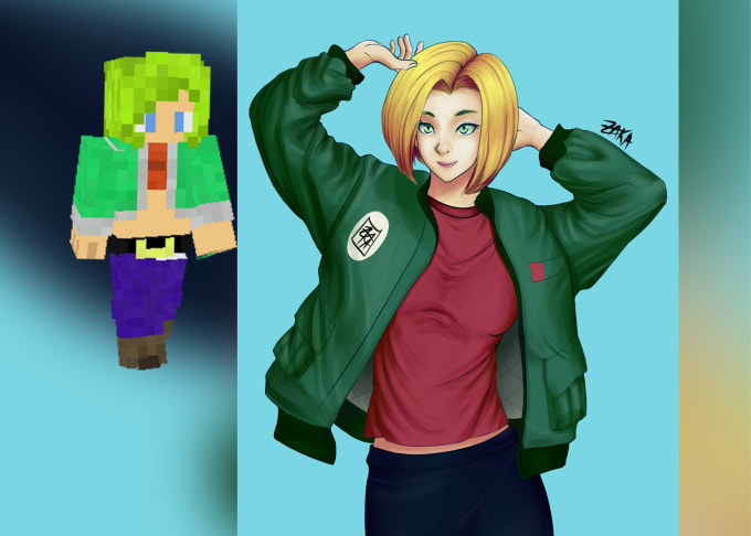 Gig Preview - Draw your minecraft skin or roblox character in anime style