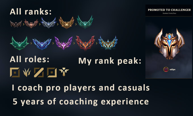 Gig Preview - Do personalized coaching for your needs in league of legends