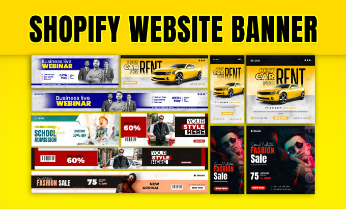 Gig Preview - Do shopify banner website header web slider product google ads banners design