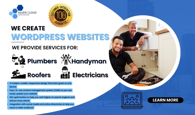 Gig Preview - Create plumber, handyman, roofing, electrician, cargo van lead gen website