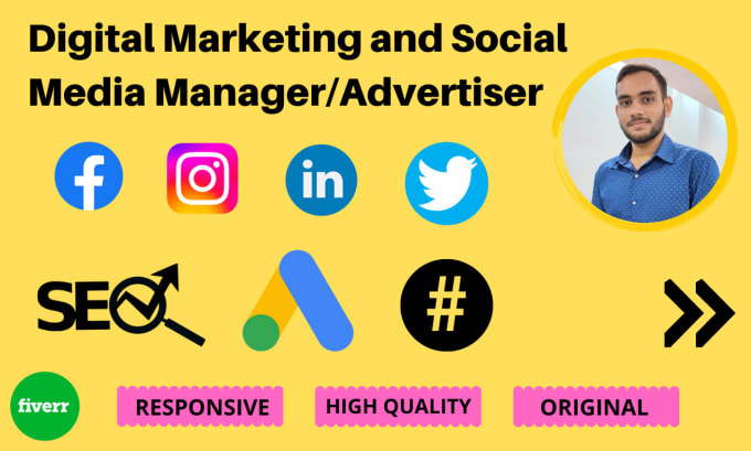 Gig Preview - Be your digital marketing manager and social media manager