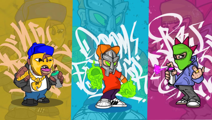 Gig Preview - Design a badass character graffiti style for you