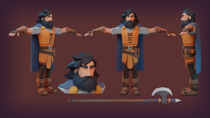 Gig Preview - Model, rig, and animate stylized, low poly 3d character