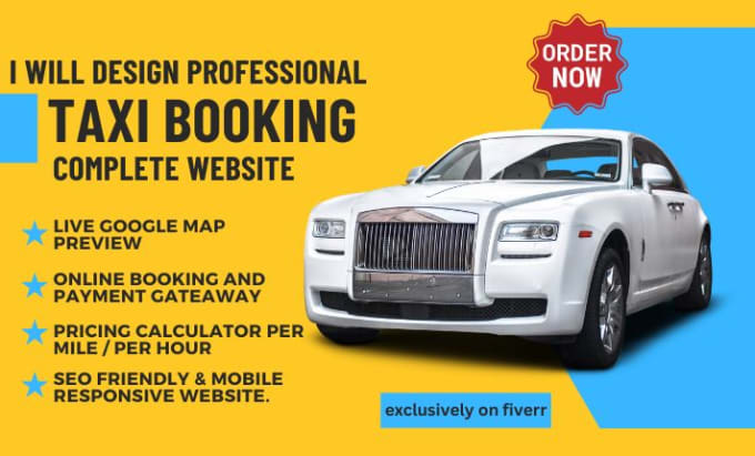 Gig Preview - Design professional taxi booking car rental, chauffeur business website