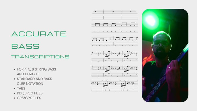 Gig Preview - Make an accurate bass transcription or tab for you