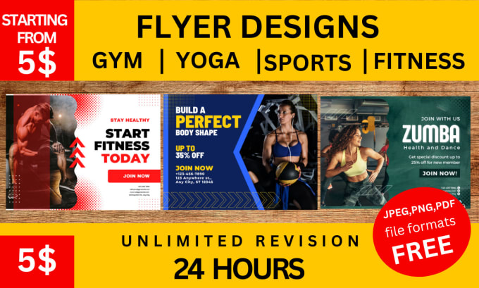 Gig Preview - Design, gym, yoga, fitness and sports flyer or poster