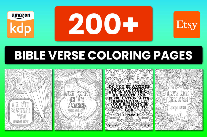 Gig Preview - Deliver 200 bible verses christians coloring pages for adults and KDP