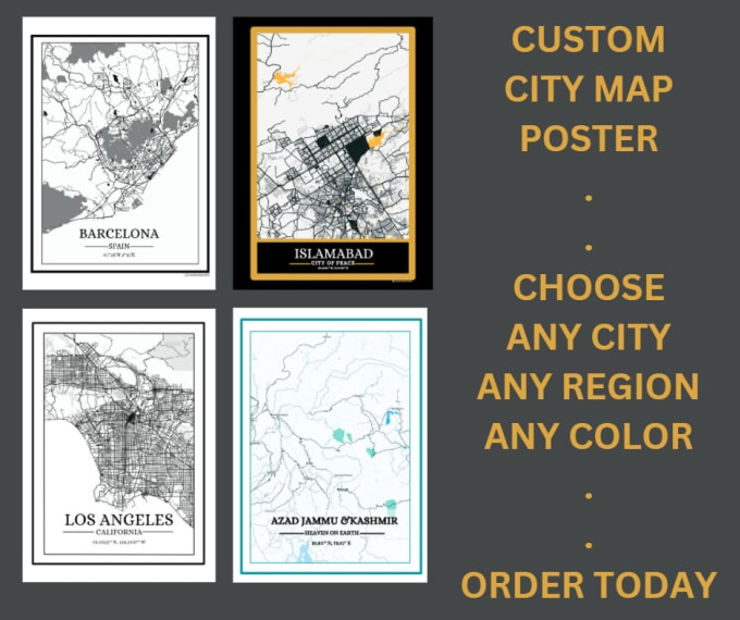 Gig Preview - Design any city, any country and any region detailed map poster