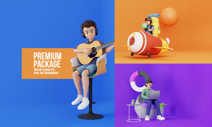 Gig Preview - Create custom 3d character or illustration