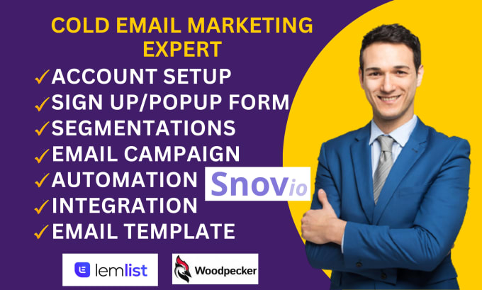 Gig Preview - Setup lemlist for cold email outreach woodpecker snovio drip campaign template