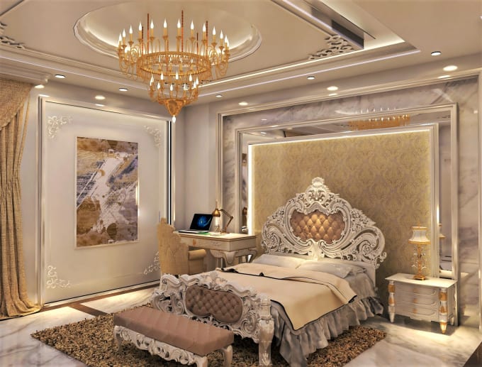 Gig Preview - Do luxury bedroom interior design with high quality render