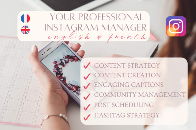 Gig Preview - Be your professional instagram manager in french or english