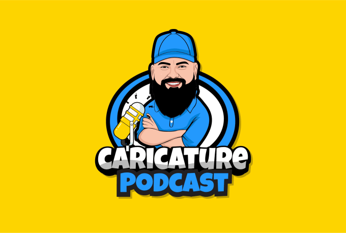 Gig Preview - Cartoon mascot caricature podcast logo and cover art design