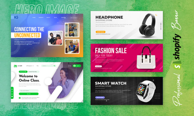 Gig Preview - Design shopify or esty banner, website banner, header, hero image, and slider