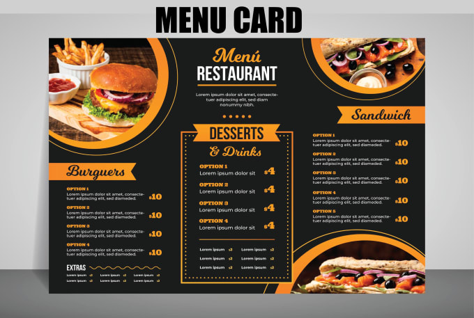 Gig Preview - Custom food menu design eye catching and mouth watering