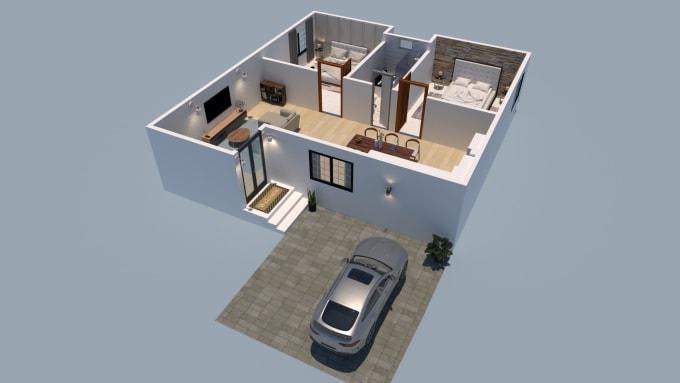 Gig Preview - Make isometric 3d floor plan, interior and exterior