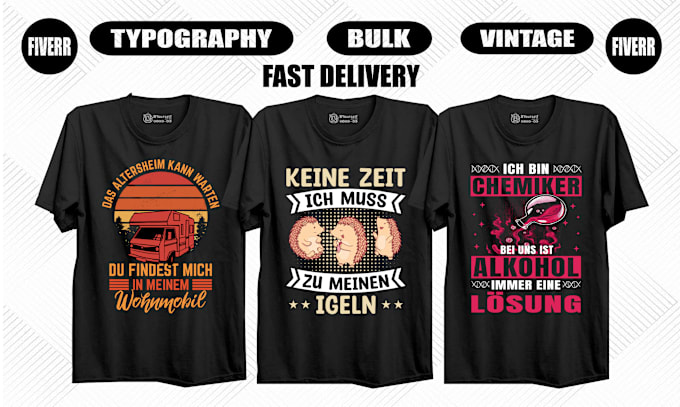 Gig Preview - Do trendy typography bulk t shirt design for merch amazon