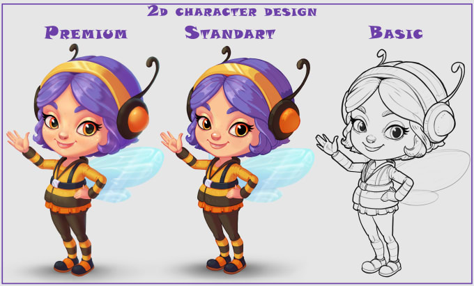 Bestseller - create 2d character design concept, sketch, flat color, render