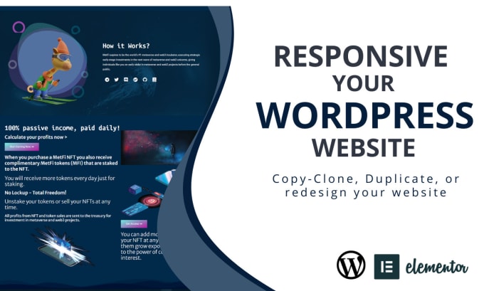 Gig Preview - Create responsive wordpress website design using elementor