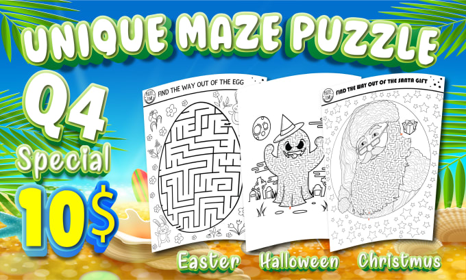 Gig Preview - Make unique mazes puzzles activity book for kids and adult