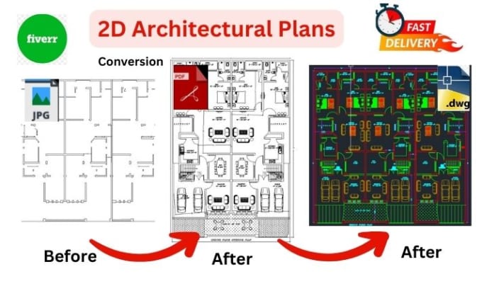 Gig Preview - Draw, redraw blueprint, sketch, pdf, jpg to autocad, revit, cad