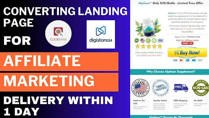 Gig Preview - Do create landing page for affiliate marketing