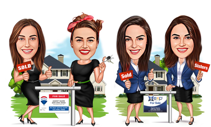 Gig Preview - Draw professional real estate caricature or business of you