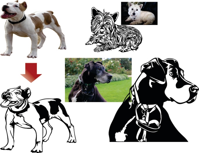 Gig Preview - Draw a portrait of your dog and creat dxf cutting files