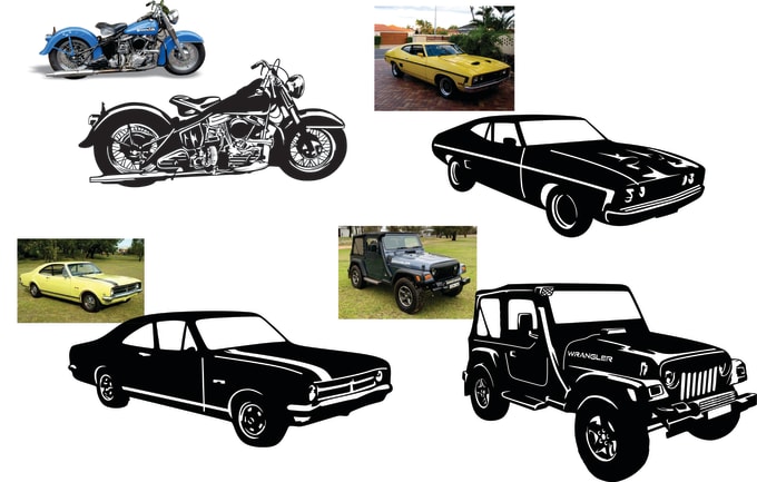 Gig Preview - Draw your car truck or bike into vector dxf ready to cut