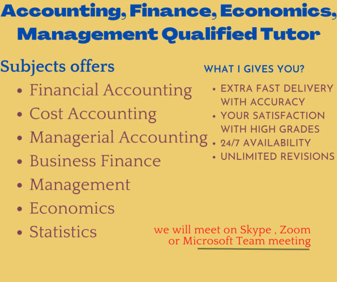 Gig Preview - Teach you accounting, finance, economics, management