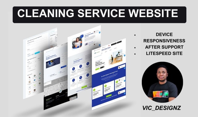 Gig Preview - Do poop scooper website, cleaning service website with sweep and go