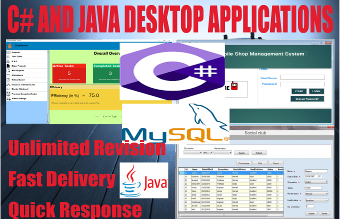 Gig Preview - Design c sharp and java desktop applications and database