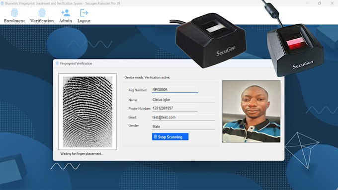 Gig Preview - Do biometric fingerprint verification with secugen hamster pro 20