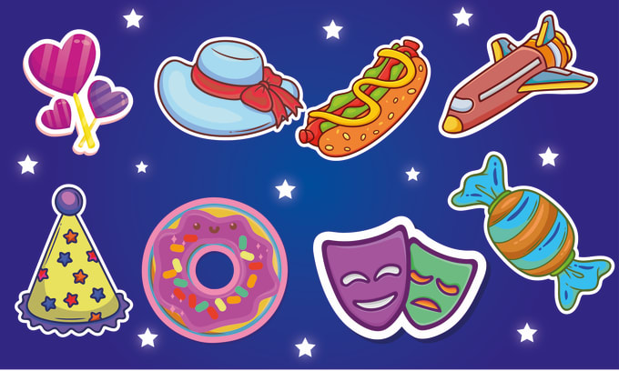 Bestseller - do custom flat and doodle stickers design