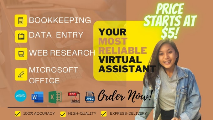 Bestseller - be your amazing virtual assistant for bookkeeping and web research