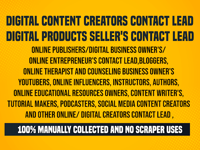 Gig Preview - Provide 5k digital creators contact lead like patreon