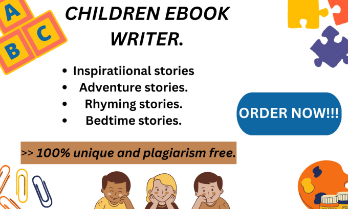 Gig Preview - Be your ebook writer, children poem writer, ghost writer, children ebook writer