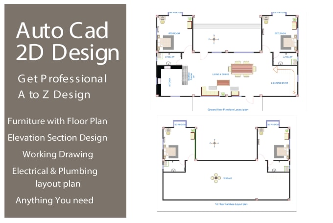 Gig Preview - Draw your complete architectural drawing in autocad