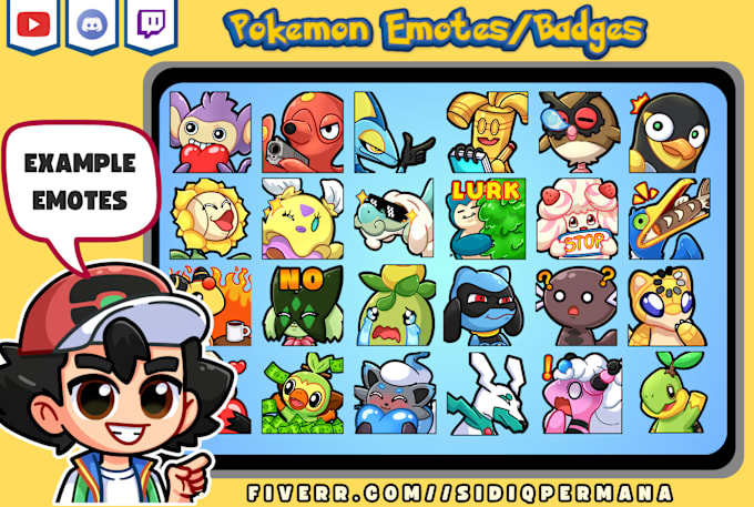 Gig Preview - Create pokemon twitch emotes, discord emoji and sub badges