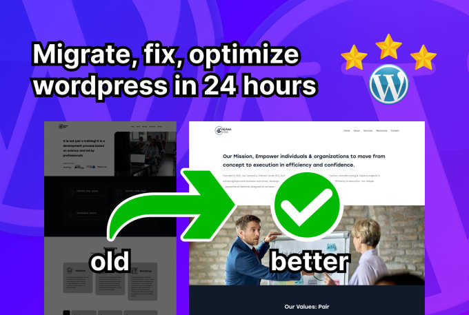 Gig Preview - Migrate, fix, optimize wordpress in 24 hours