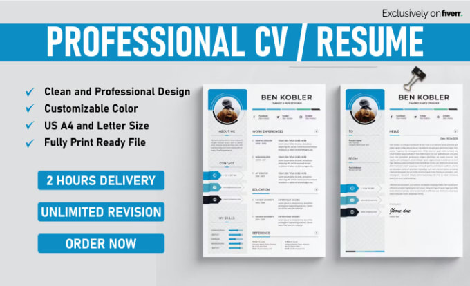 Gig Preview - Rewrite or design professional ats optimized CV, resume, cover letter in 2 hr