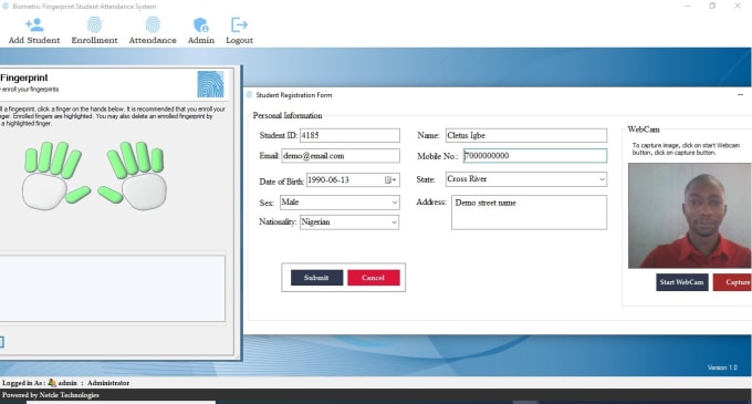 Gig Preview - Do biometric fingerprint student attendance system