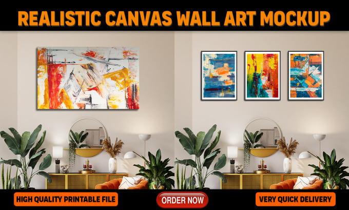 Gig Preview - Create a beautiful custom realistic canvas wall art mockup