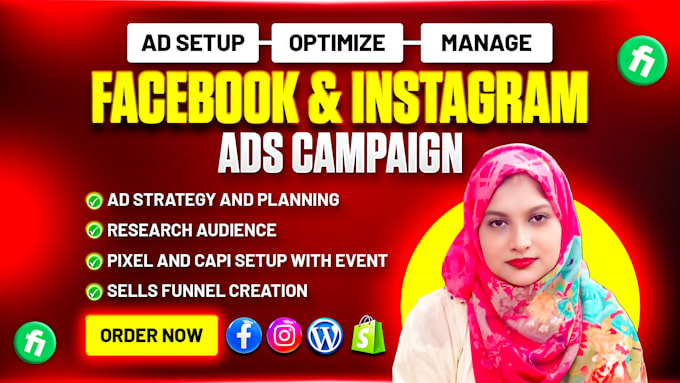 Gig Preview - Be your facebook ads campaign manager, run fb and ig advertising, shopify fb ads